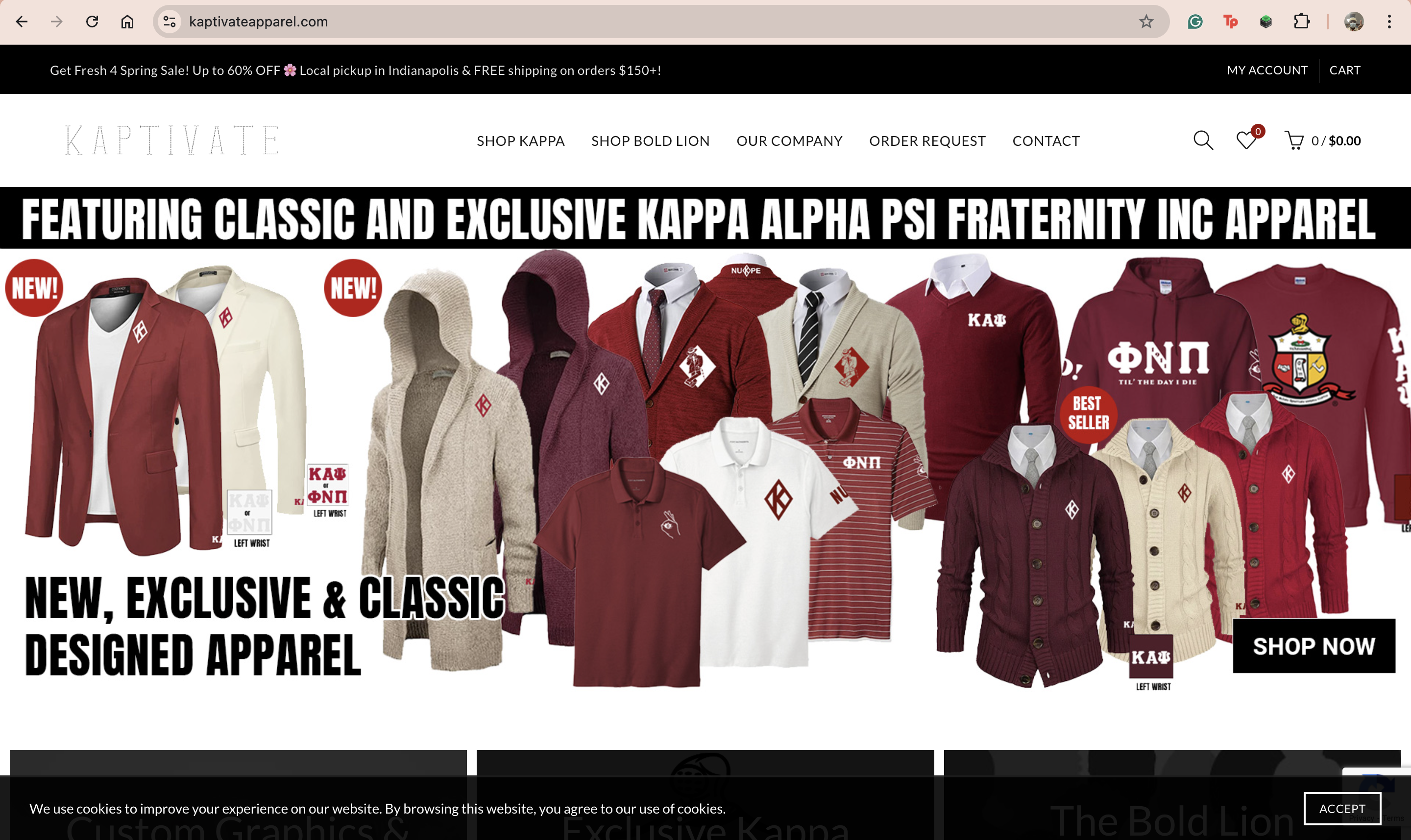 Screenshot of Kaptivate Apparel